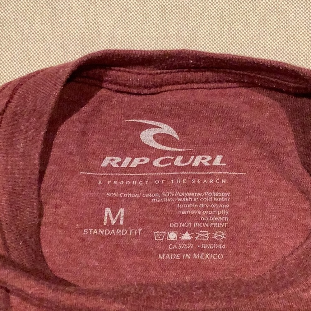 Rip Curl - T-Shirt - Red Bordeaux - Size M - Men’s TEE - Picture 2 of 5